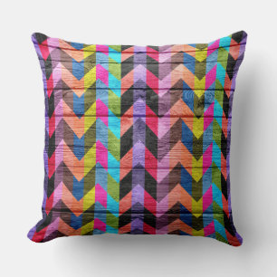Farbiges Chevron-Muster Holz #2 Kissen