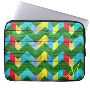 Farbiges Chevron-Muster Holzoptik #10 Laptopschutzhülle