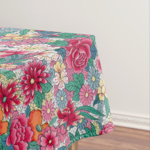 Farbiges chinesisches Blumenmuster Tischdecke