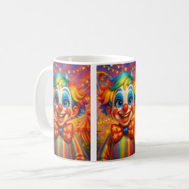 Farbiges Clown-Party Kaffeetasse (Vorderseite Links)