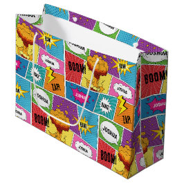 Farbiges Comic Personalisierter Name Pop Art Große Geschenktüte