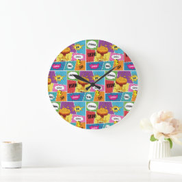 Farbiges Comic Personalisierter Name Pop Art Große Wanduhr