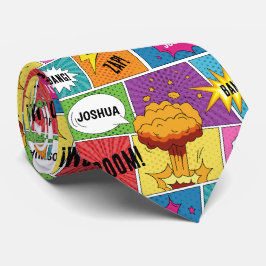 Farbiges Comic Personalisierter Name Pop Art Krawatte
