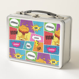 Farbiges Comic Personalisierter Name Pop Art Metall Brotdose