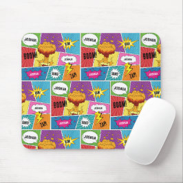 Farbiges Comic Personalisierter Name Pop Art Mousepad