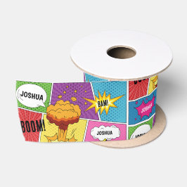 Farbiges Comic Personalisierter Name Pop Art Satinband