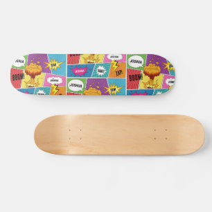 Farbiges Comic Personalisierter Name Pop Art Skateboard