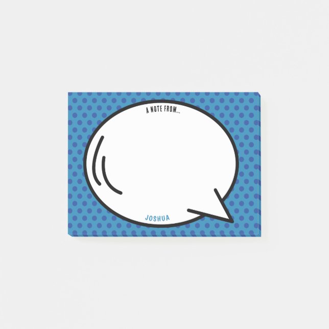 Farbiges Comic Personalisierter Name Pop Post-it Klebezettel (Vorderseite)