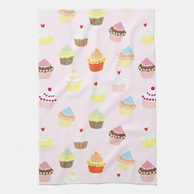 Farbiges Cupcakes-Muster Geschirrtuch (Vertikal)