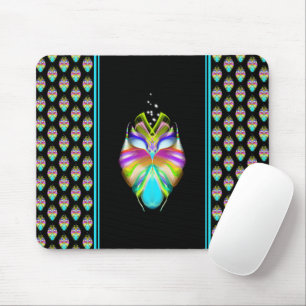 Farbiges Cyan und schwarzes Owl Mousepad