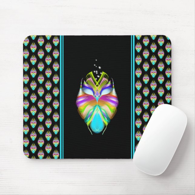 Farbiges Cyan und schwarzes Owl Mousepad (Mit Mouse)