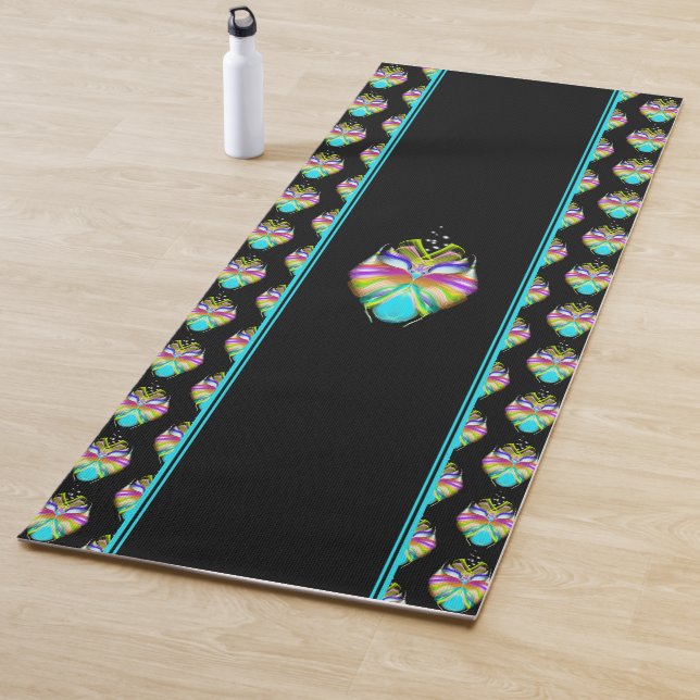 Farbiges Cyan und schwarzes Owl Yogamatte (Beispiel)