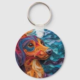 Farbiges Dackel Dog Portrait Schlüsselanhänger