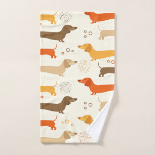 Farbiges Dackel-Hundemuster Handtuch