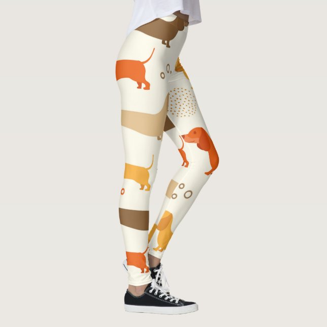 Farbiges Dackel-Hundemuster Leggings (Rechts)