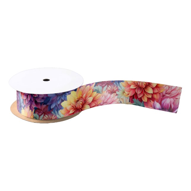Farbiges Dahlias Tissue Paper Satinband (Spule)