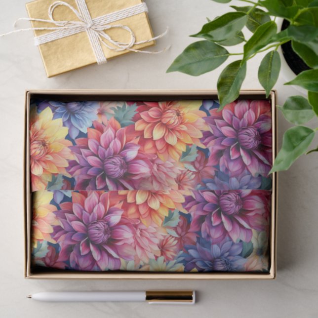 Farbiges Dahlias Tissue Paper Seidenpapier (Geschenk)