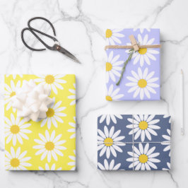 Farbiges Daisy Wrapping Paper mit flachem Set von  Geschenkpapier Set