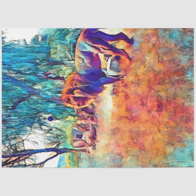 Farbiges Dekoupage Papier von Lion Sahara (Vorderseite)