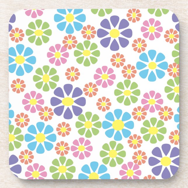 Farbiges Design der Blumenkunst Getränkeuntersetzer (Vorderseite)