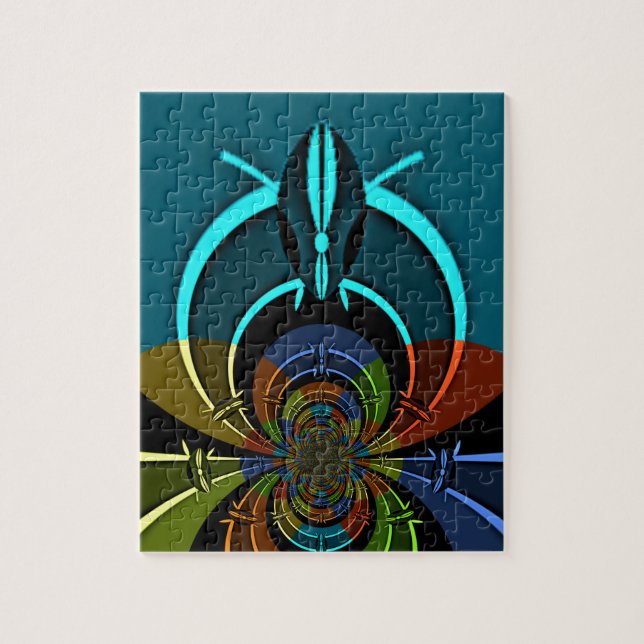 Farbiges Design des Maasai Shield Puzzle (Vertikal)