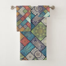 Farbiges diagonales Muster Badehandtuch-Set