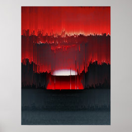 Farbiges digitales Sonnenuntergangs-Glitch Poster