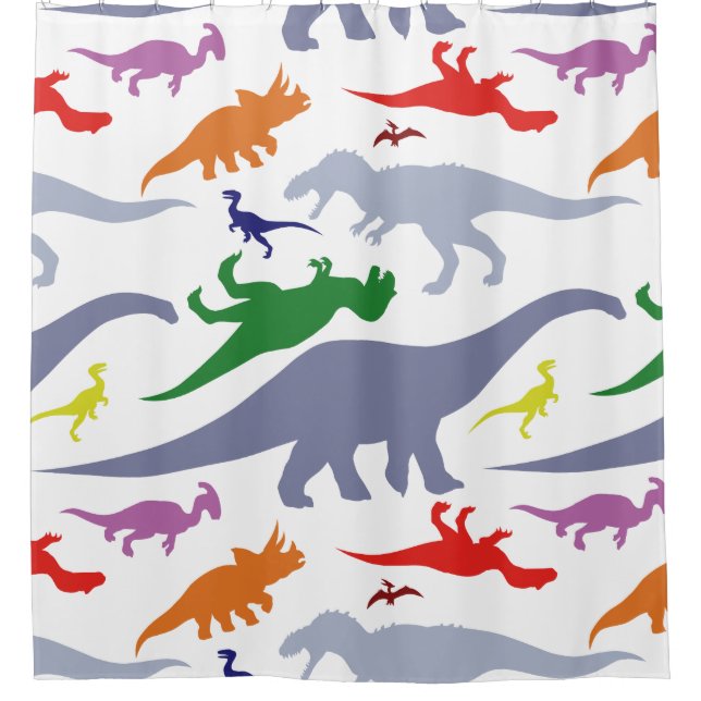 Farbiges Dinosaurier-Muster (Licht) Duschvorhang (Vorderseite)