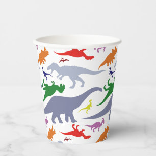 Farbiges Dinosaurier-Muster (Licht) Papier Cup Pappbecher