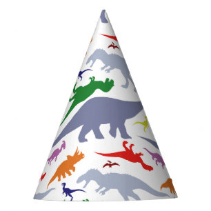 Farbiges Dinosaurier-Muster (Licht) Partyhütchen