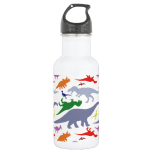 Farbiges Dinosaurier-Muster (Licht) Trinkflasche