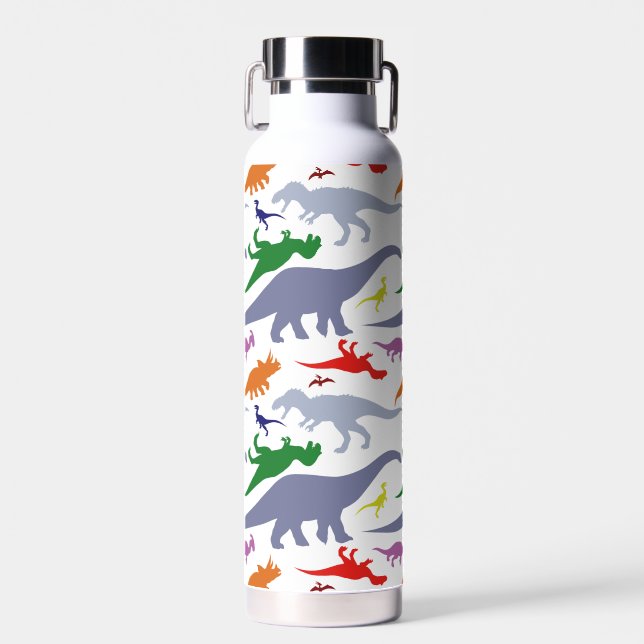 Farbiges Dinosaurier-Muster (Licht) Trinkflasche (Vorne)