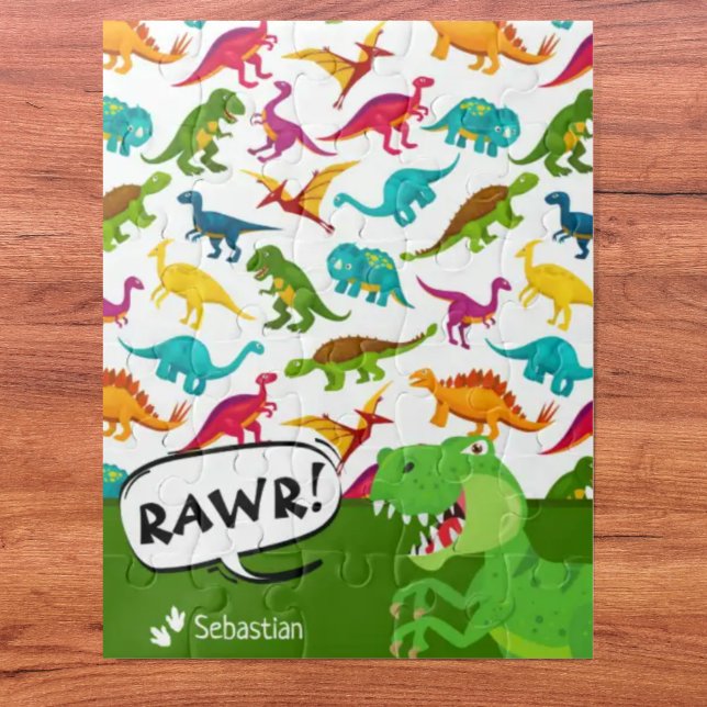 Farbiges Dinosaurier-Muster mit dem Namen T-Rex Gr Puzzle (Von Creator hochgeladen)