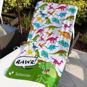 Farbiges Dinosaurier-Muster mit dem Namen T-Rex Gr Strandtuch