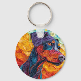 Farbiges Doberman Pincher Dog Portrait Schlüsselanhänger