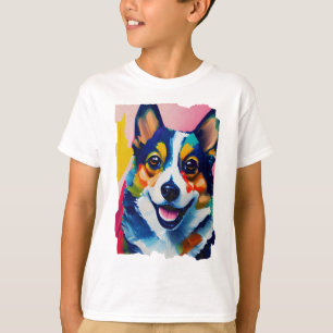 Farbiges Dog-Portrait - Corgi-Malerei T-Shirt