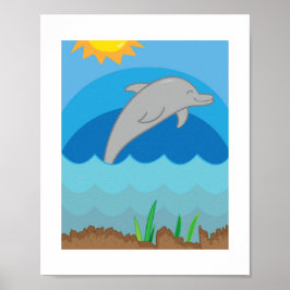 Farbiges Dolphin Poster für das Kinderzimmer