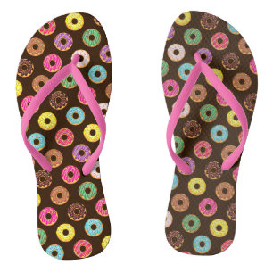 Farbiges Donut Muster in Schokolade Flip Flops