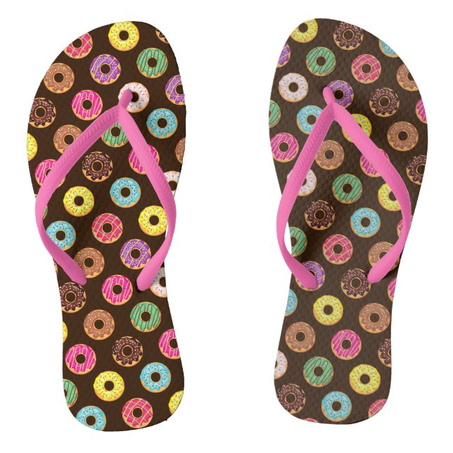 Farbiges Donut Muster in Schokolade Flip Flops (Fußbett)