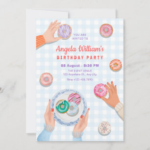 farbiges Donut-Party Einladung
