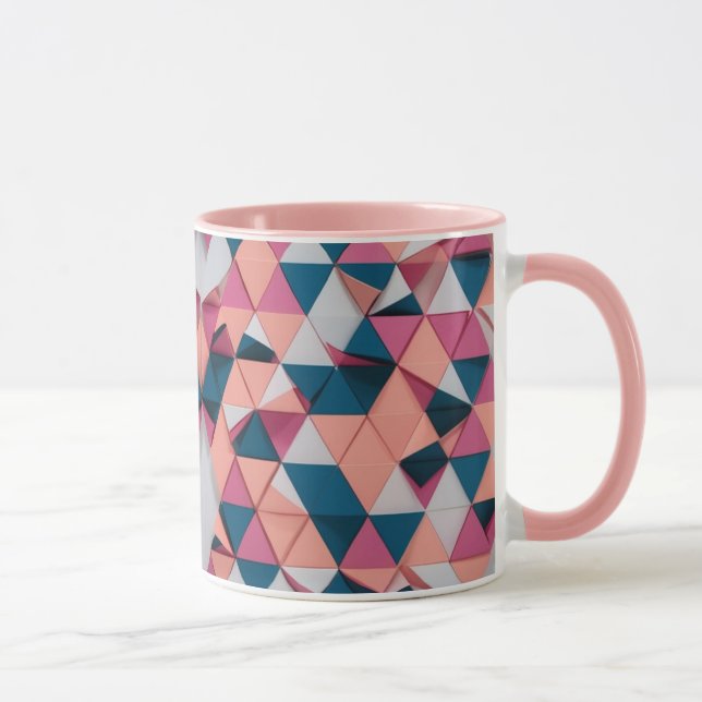 Farbiges Dreieck-Muster - Moderne Retro Combo-Tass Tasse (Rechts)