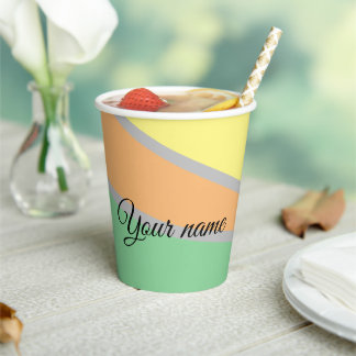 Farbiges Dreiecksmuster der 1970er Jahre | Moderne Pappbecher