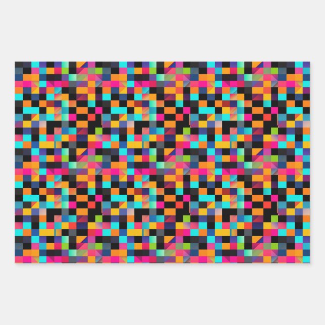 Farbiges, dynamisches geometrisches Muster Geschenkpapier Set (Vorderseite)