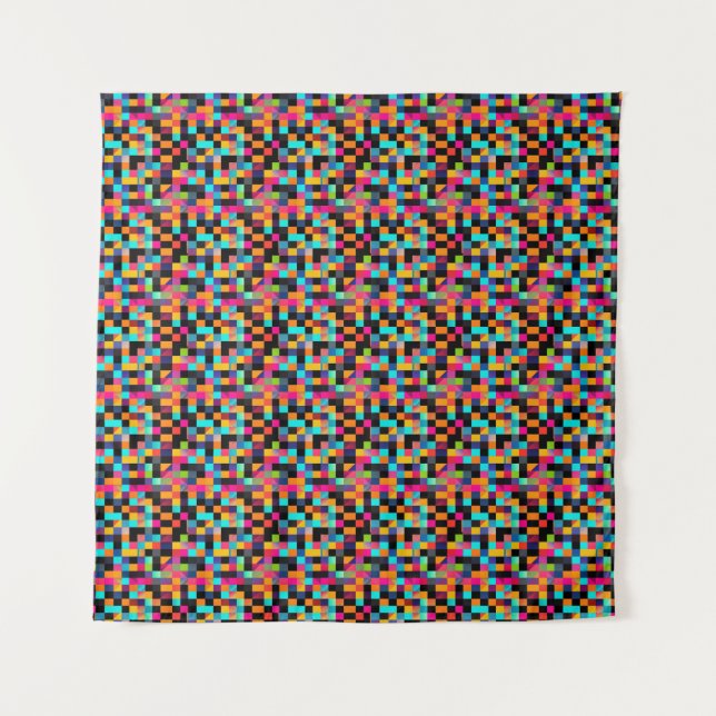 Farbiges, dynamisches geometrisches Muster Wandteppich (Vorderseite)