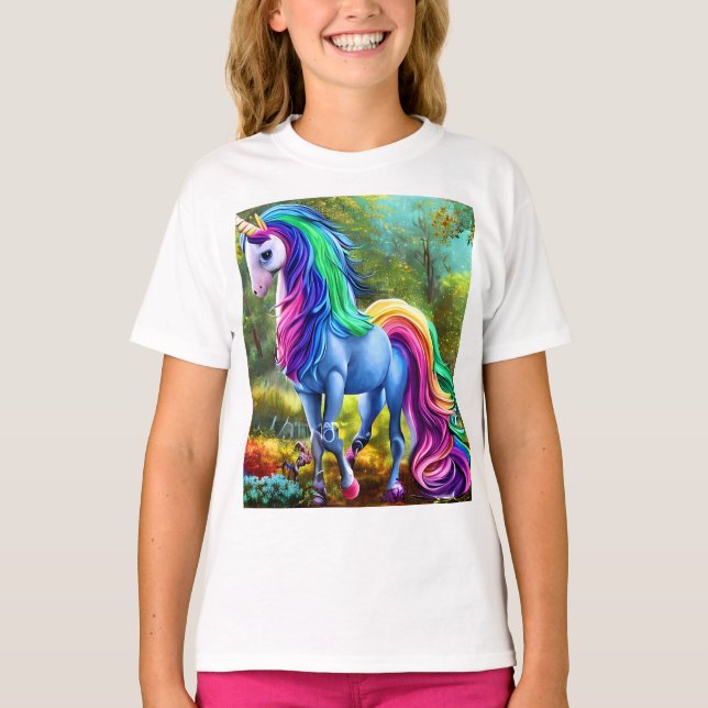 Farbiges Einhorn T-Shirt (Vorderseite)