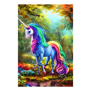 Farbiges Einhornpferd im Wald-46567 Fotodruck