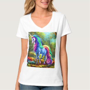 Farbiges Einhornpferd im Wald-46567 T-Shirt