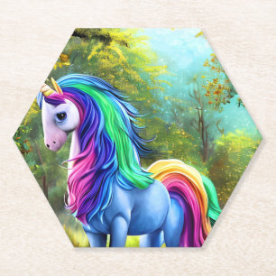 Farbiges Einhornpferd im Wald-46567 Untersetzer
