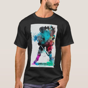 Farbiges Eishockeyspieler Eishockeyschlägereis T-Shirt