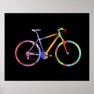 farbiges Fahrrad auf schwarz Poster